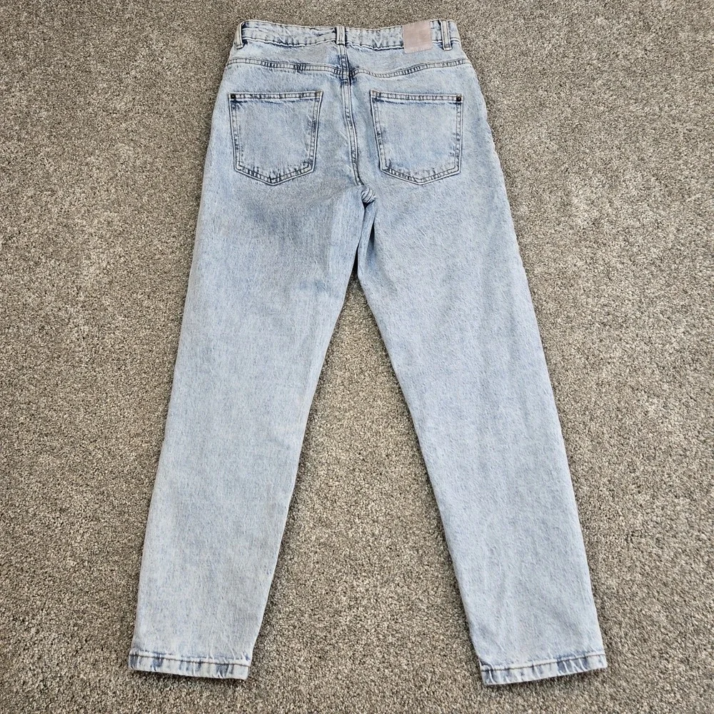 ZARA 90's Style Acid Wash Mom Jeans US 6 Light Wash High Rise Blue Women's
